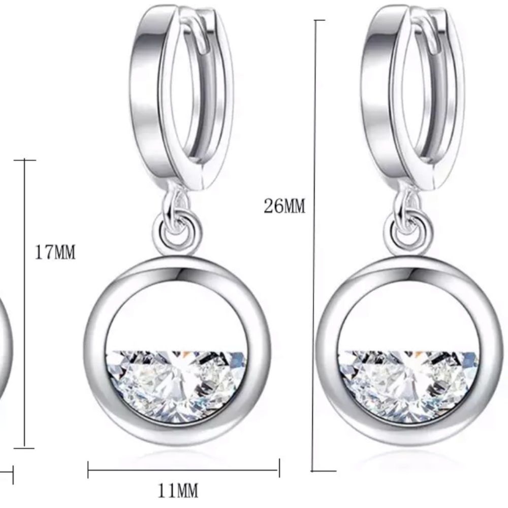 🌟 Silver 925 Crystal Huggie Hoop Earrings - Picture 4 of 5